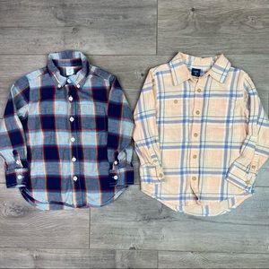 Baby Gap Boys 4 Years Blue & Cream Plaid Button Up Fall Long Sleeve Shirt Lot